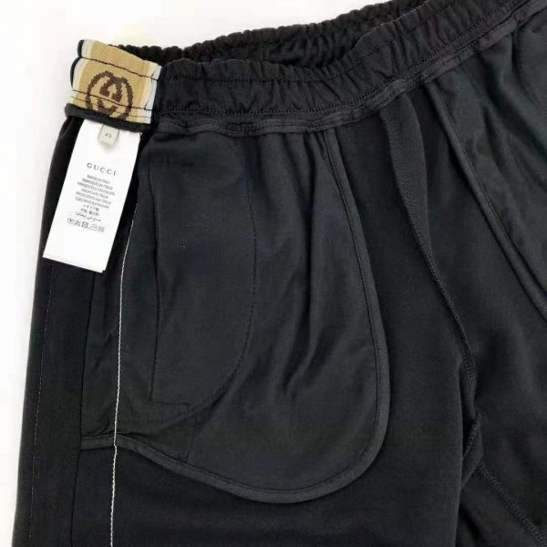 Gucci Men Technical Jersey Shorts Interlocking G Stripe-Black (13)