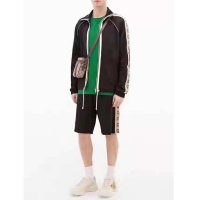 Gucci Men Technical Jersey Shorts Interlocking G Stripe-Black