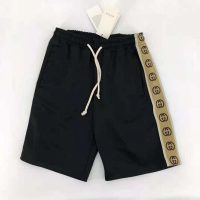 Gucci Men Technical Jersey Shorts Interlocking G Stripe-Black