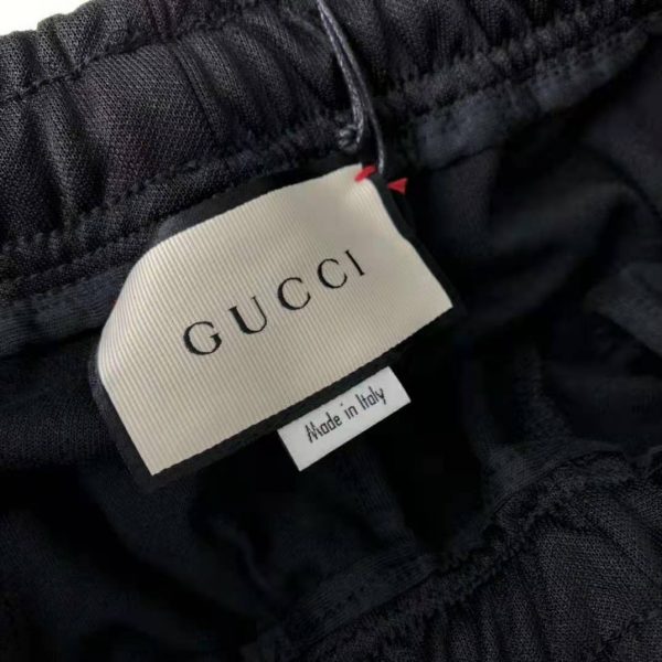 Gucci Men Technical Jersey Shorts Interlocking G Stripe-Black (7)