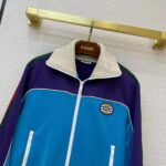 Gucci Men Technical Jersey Zip-Up Jacket with Web Interlocking G-Blue – Bild 5