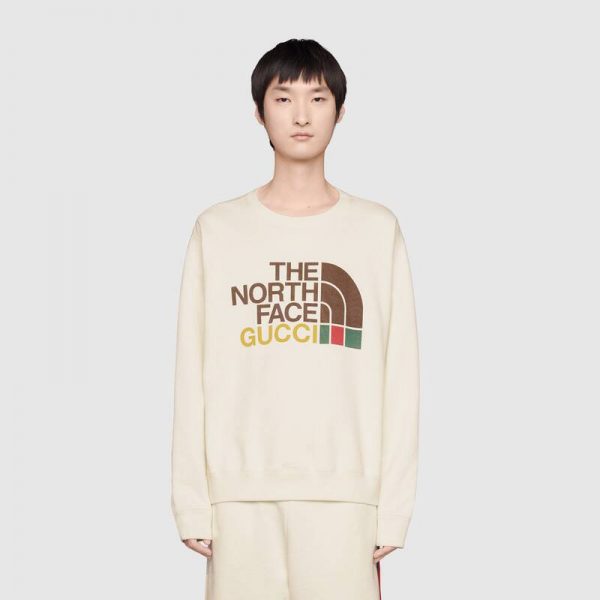 Gucci Men The North Face x Gucci Cotton Sweatshirt Crewneck Long Sleeves-White (13)