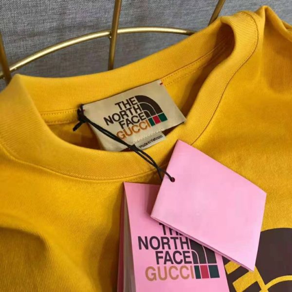 Gucci Men The North Face x Gucci Oversize T-Shirt Cotton Jersey Crewneck-Yellow (12)