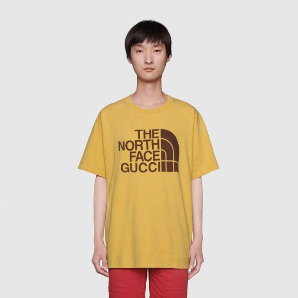 Gucci Men The North Face x Gucci Oversize T-Shirt Cotton Jersey Crewneck-Yellow (7)