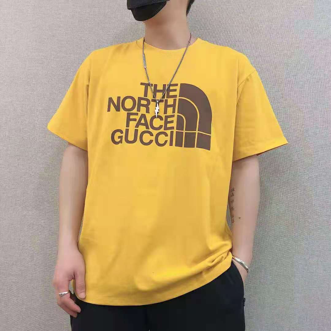 BRAND NEW GUCCI x THE NORTH FACE Logo T-shirt SIZE S OVERSIZE BLACK YELLOW