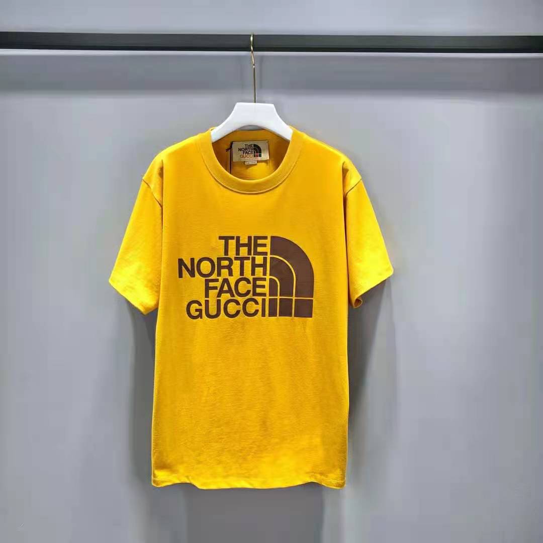 BRAND NEW GUCCI x THE NORTH FACE Logo T-shirt SIZE S OVERSIZE BLACK YELLOW