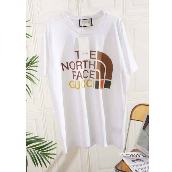 Gucci Men The North Face x Gucci Print Cotton T-Shirt Jersey Crewneck Short Sleeves (3)