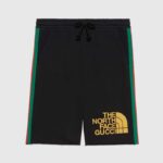 Gucci Herren The North Face x Gucci Baumwollshorts mit Webprint Grün Rot Web-Schwarz