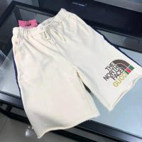 Gucci Men The North Face x Gucci Web Print Cotton Shorts Green Red Web-White