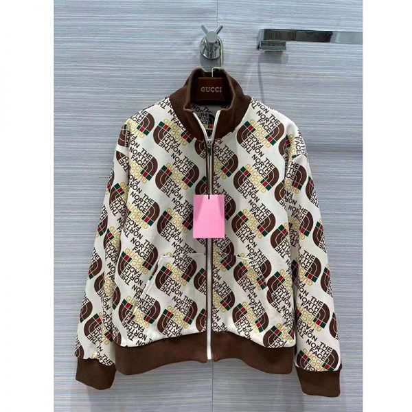 Gucci Men The North Face x Gucci Web Print Technical Jersey Jacket Polyester Cotton (5)