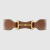 Gucci Unisex Belt with Leather and Horsebit 4 cm Width Beige GG Supreme Canvas