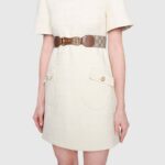 Gucci Unisex Belt with Leather and Horsebit 4 cm Width Beige GG Supreme Canvas - Imagen 5