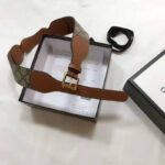 Gucci Unisex Belt with Leather and Horsebit 4 cm Width Beige GG Supreme Canvas - Imagen 4