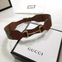 Gucci Unisex Belt with Leather and Horsebit 4 cm Width Beige GG Supreme Canvas