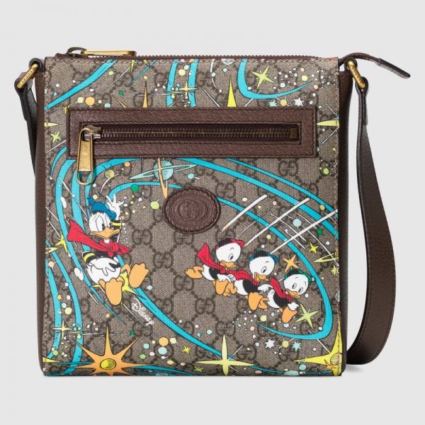 Gucci Unisex Disney X Gucci Donald Duck Messenger Bag Beige Gg Supreme Canvas Lulux