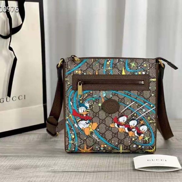 Gucci Unisex Disney X Gucci Donald Duck Messenger Bag Beige Gg Supreme Canvas Lulux