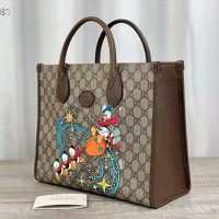 Gucci Unisex Disney x Gucci Donald Duck Tote Bag Beige GG Supreme Canvas