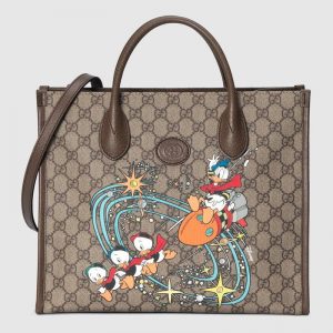Gucci Unisex Disney x Gucci Donald Duck Tote Bag Beige GG Supreme Canvas