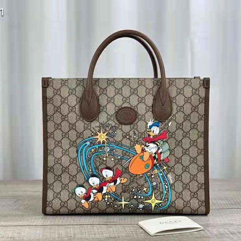 Gucci Unisex Disney x Gucci Donald Duck Tote Bag Beige GG Supreme