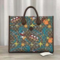 Gucci Unisex Disney x Gucci Donald Duck Tote Bag GG Supreme Canvas-Beige