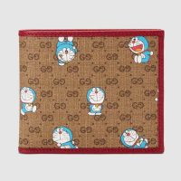 Gucci Unisex Doraemon x Gucci Bi-Fold Wallet Beige/Ebony Mini GG Supreme Canvas