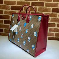 Gucci Unisex Doraemon x Gucci Large Tote Bag Beige/Ebony Mini GG Supreme Canvas