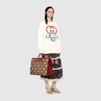 Gucci Unisex Doraemon x Gucci Large Tote Bag Beige/Ebony Mini GG Supreme Canvas