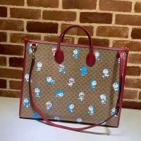 Gucci Unisex Doraemon x Gucci Large Tote Bag Beige/Ebony Mini GG Supreme Canvas