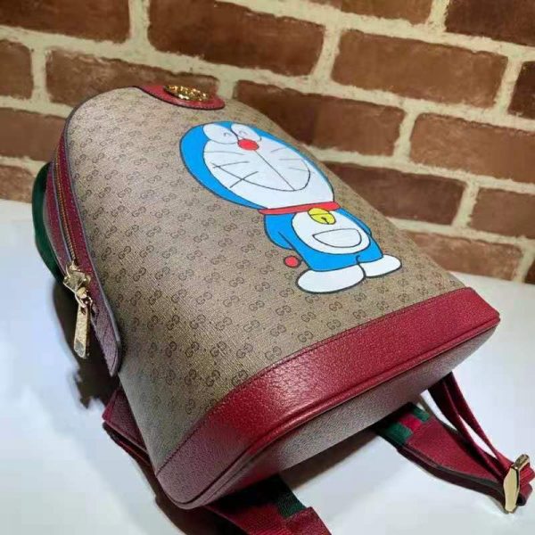Gucci Unisex Doraemon x Gucci Small Backpack BeigeEbony Mini GG Supreme Canvas (2)