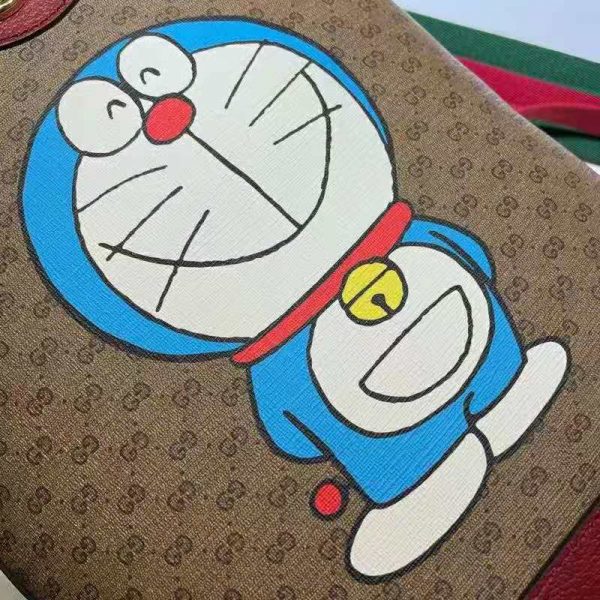 Gucci Unisex Doraemon x Gucci Small Backpack BeigeEbony Mini GG Supreme Canvas (3)