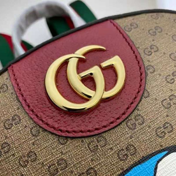 Gucci Unisex Doraemon x Gucci Small Backpack BeigeEbony Mini GG Supreme Canvas (4)