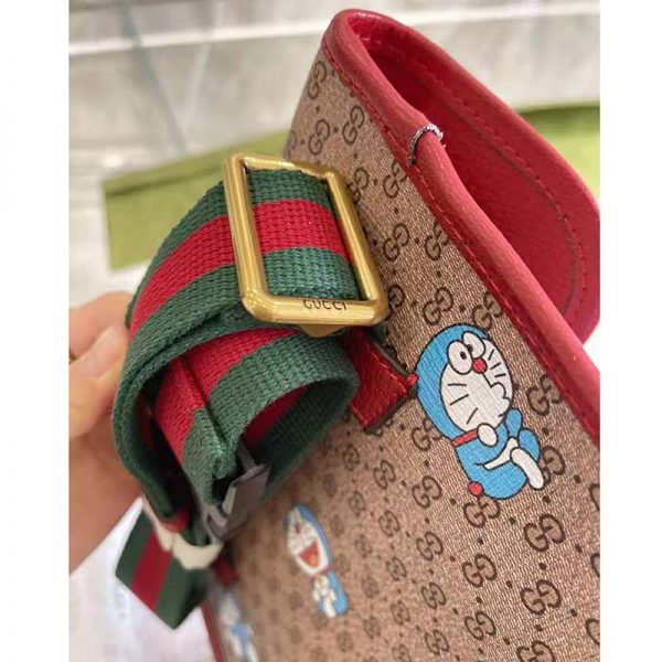 Gucci Unisex Doraemon x Gucci Small Belt Bag Beige Ebony Mini GG Supreme Canvas (7)