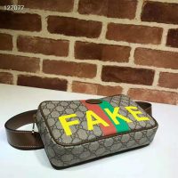 Gucci Unisex ‘Fake/Not’ Print Belt Bag Beige and Ebony GG Supreme Canvas