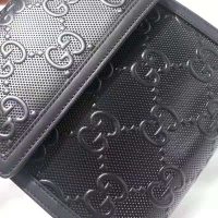 Gucci Unisex GG Embossed Messenger Bag Black GG Embossed Leather