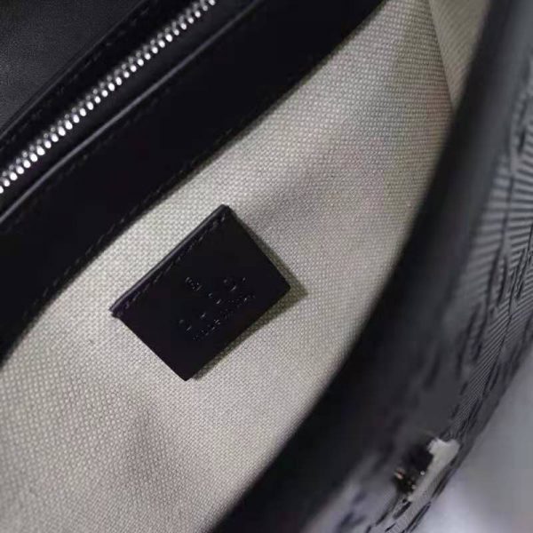 Gucci Unisex GG Embossed Messenger Bag Black GG Embossed Leather (6)