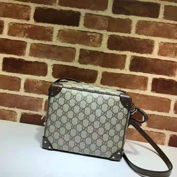 Gucci Unisex GG Shoulder Bag with Leather Details BeigeEbony GG Supreme Canvas (10)