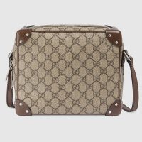 Gucci Unisex GG Shoulder Bag with Leather Details Beige/Ebony GG Supreme Canvas