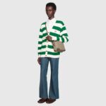 Gucci Unisex GG Shoulder Bag with Leather Details Beige/Ebony GG Supreme Canvas - immagine 6