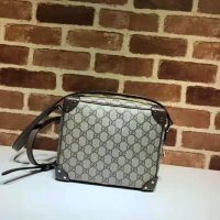 Gucci Unisex GG Shoulder Bag with Leather Details Beige/Ebony GG Supreme Canvas