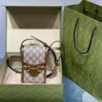 Gucci Unisex Horsebit 1955 Mini Bag Beige and Ebony GG Supreme Canvas - Image 2