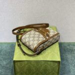 Gucci Unisex Horsebit 1955 Mini Bag Beige and Ebony GG Supreme Canvas - Image 6