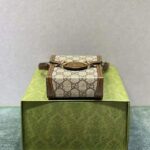 Gucci Unisex Horsebit 1955 Mini Bag Beige and Ebony GG Supreme Canvas - Image 8
