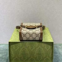 Gucci Unisex Horsebit 1955 Mini Bag Beige and Ebony GG Supreme Canvas