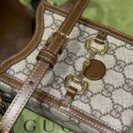Gucci Unisex Horsebit 1955 Mini Bag Beige and Ebony GG Supreme Canvas - Image 10