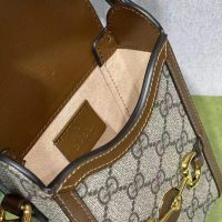 Gucci Unisex Horsebit 1955 Mini Bag Beige and Ebony GG Supreme Canvas