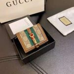 Gucci Unisex Jackie 1961 Card Case Wallet Beige and Ebony GG Supreme Canvas - Imagen 2