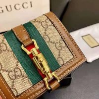 Gucci Unisex Jackie 1961 Card Case Wallet Beige and Ebony GG Supreme Canvas