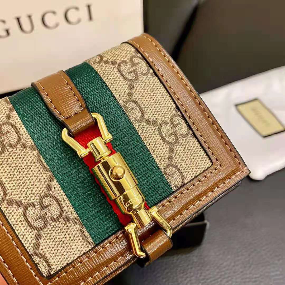 Gucci GG Supreme 1961 Jackie Card Case Wallet (SHF-Roet5l) – LuxeDH