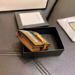 Gucci Unisex Jackie 1961 Card Case Wallet Beige and Ebony GG Supreme Canvas - Imagen 8