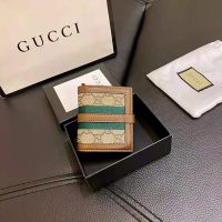 Gucci Unisex Jackie 1961 Card Case Wallet Beige and Ebony GG Supreme Canvas